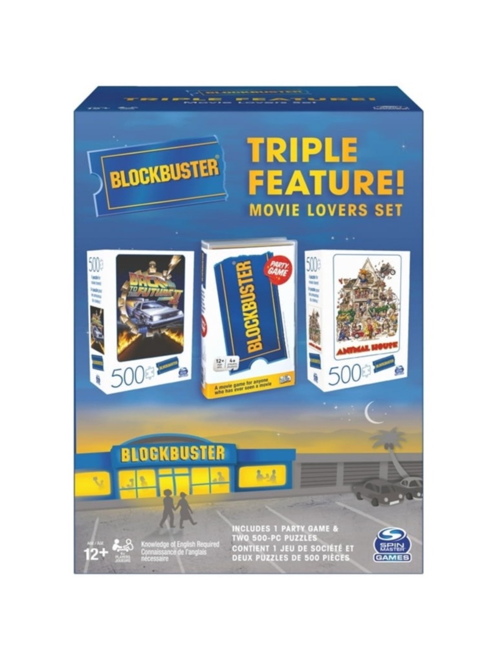 Triple Feature! Movie Lovers Set , 1- party game , two 500 piece puzzles. New